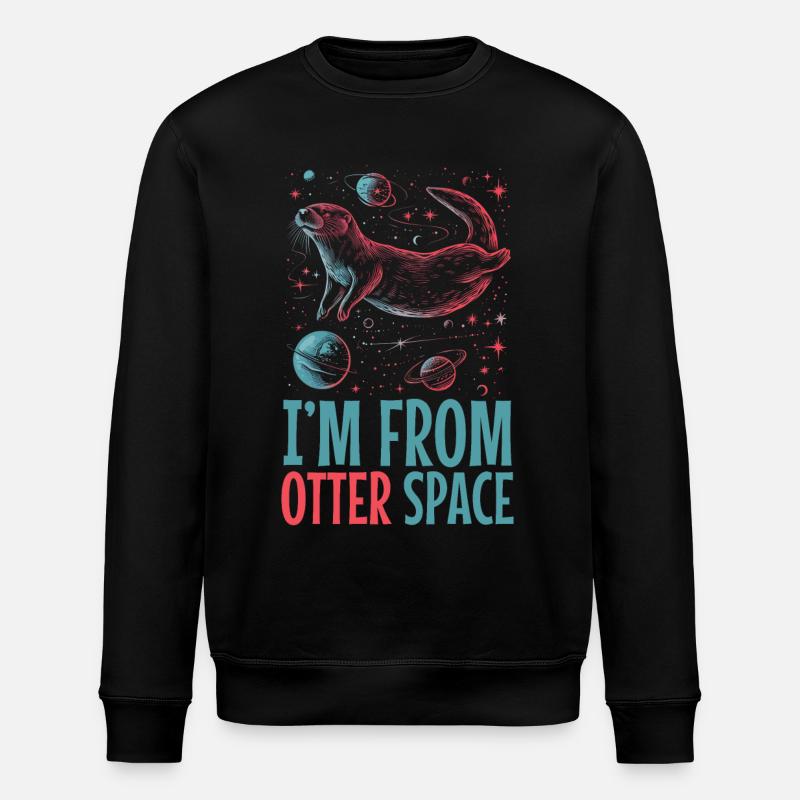 Otter Space Lustig Otter Astronaut - Stanley/Stella Unisex Bio-Sweatshirt ROLLER - Schwarz