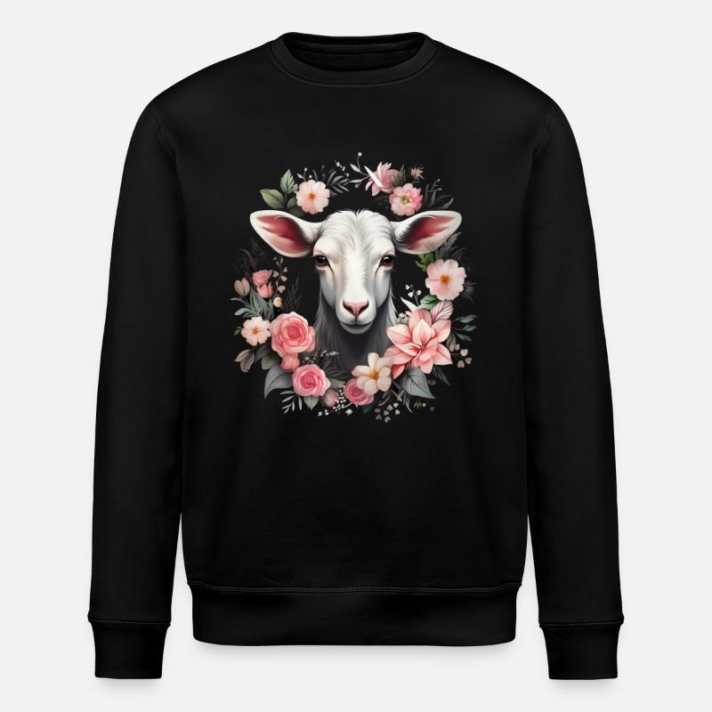 Ziege Blumen Geschenk - Stanley/Stella Unisex Bio-Sweatshirt ROLLER - Schwarz