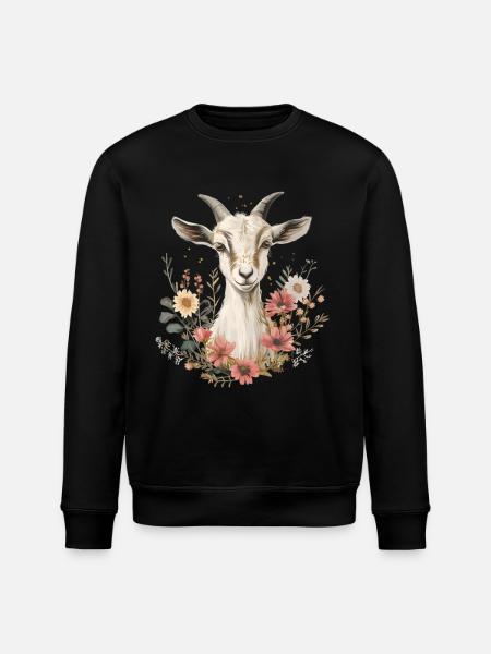 Goat Floral Gift - Stanley/Stella ROLLER Unisex Organic Sweatshirt - black