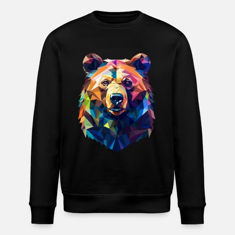 Bear Grizzly Bear Polygon - Stanley/Stella ROLLER Unisex Organic Sweatshirt - black