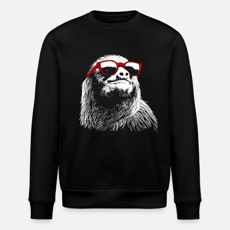 Faultier Lustig Geschenk - Stanley/Stella Unisex Bio-Sweatshirt ROLLER - Schwarz