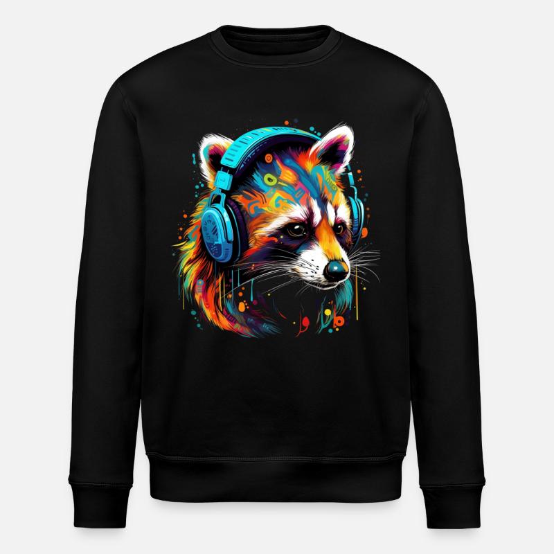 Waschbär Lustig Geschenk - Stanley/Stella Unisex Bio-Sweatshirt ROLLER - Schwarz