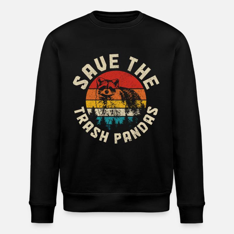 Waschbär Lustig Geschenk - Stanley/Stella Unisex Bio-Sweatshirt ROLLER - Schwarz