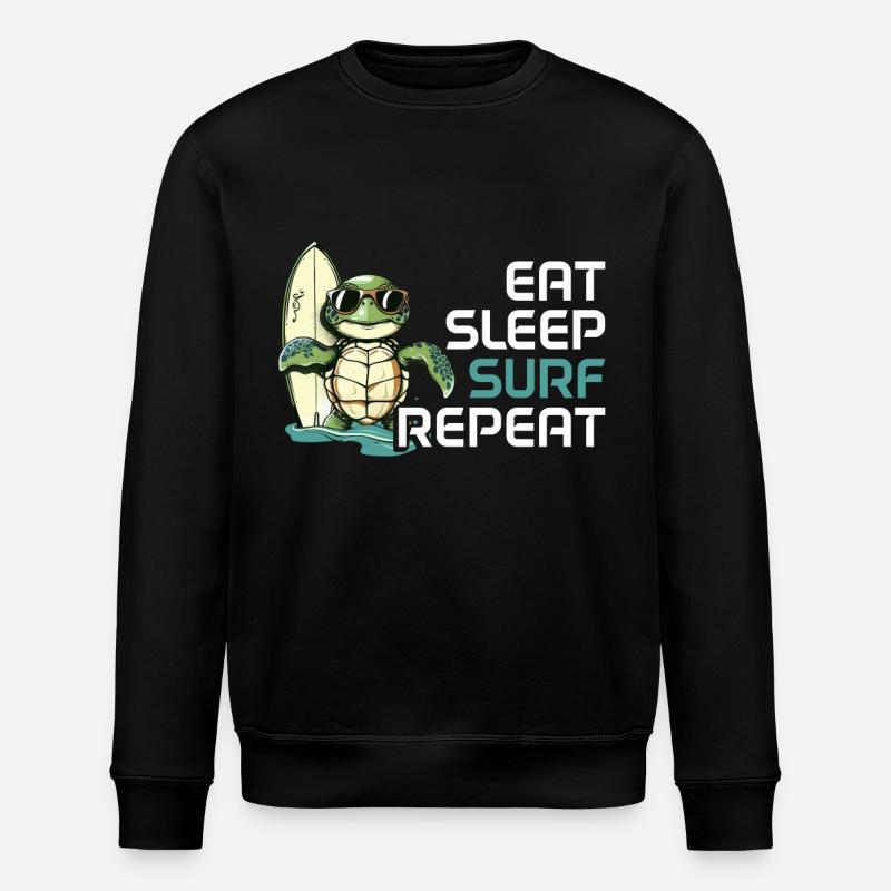 Eat Sleep Surf Repeat Schildkröte - Stanley/Stella Unisex Bio-Sweatshirt ROLLER - Schwarz