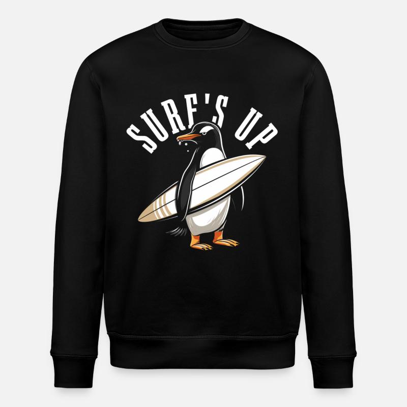 Pingouin Surf Surfer Funny Gift - Sweat bio ROLLER Stanley/Stella Unisexe - noir