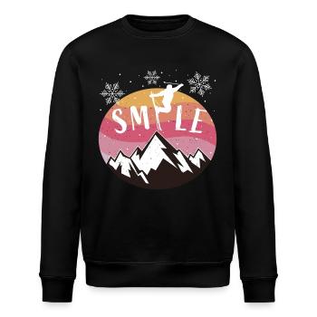 "Smile" Skiing Mountains Ski Holiday Ski - Stanley/Stella ROLLER Unisex Organic Sweatshirt - black - Front - Nik (191cm)