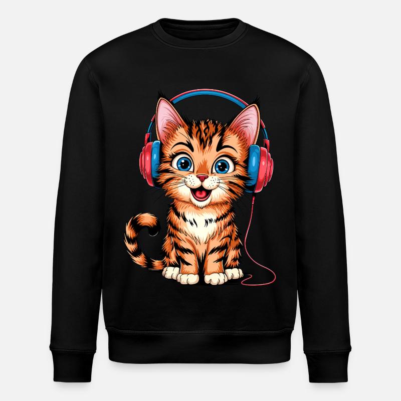 Kopfhörer-Kätzchen - Stanley/Stella Unisex Bio-Sweatshirt ROLLER - Schwarz