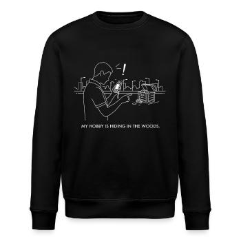 My Hobby is Hiding in the Woods. - Stanley/Stella Unisex Bio-Sweatshirt ROLLER - Schwarz - Vorne - Nik (191cm)