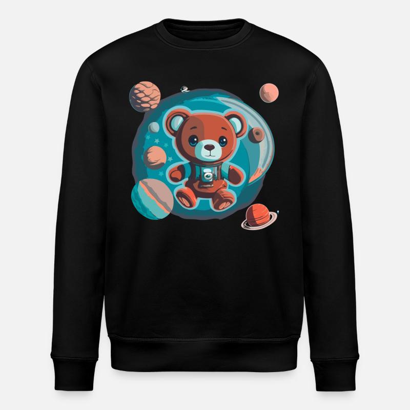 Space Explorer Teddy Bear - Stanley/Stella ROLLER Unisex Organic Sweatshirt - black