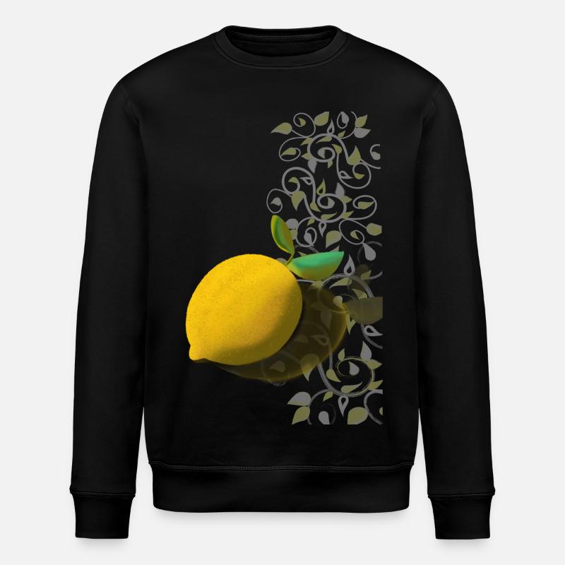 Lemon and Delicate Tendrils - Stanley/Stella ROLLER Unisex Organic Sweatshirt - black