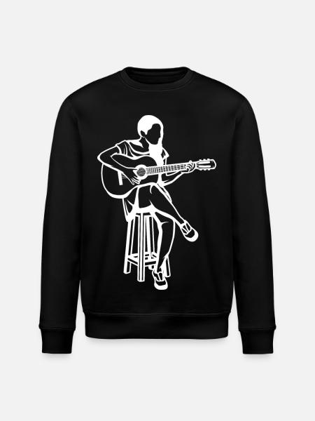 Guitar Girl Drawing - Stanley/Stella ROLLER Unisex Organic Sweatshirt - black
