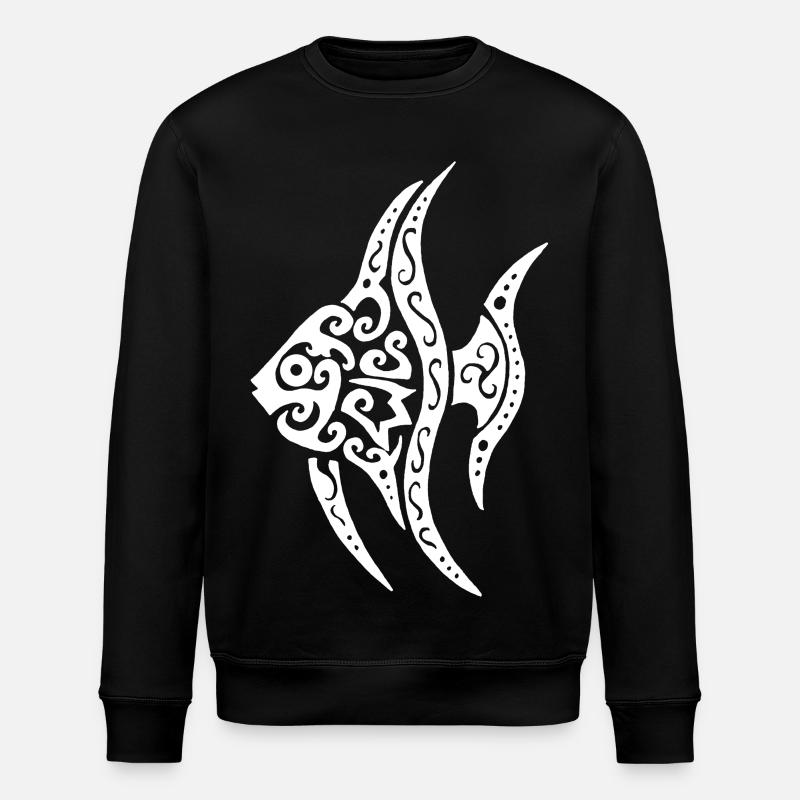 White tropical fish - Stanley/Stella ROLLER Unisex Organic Sweatshirt - black