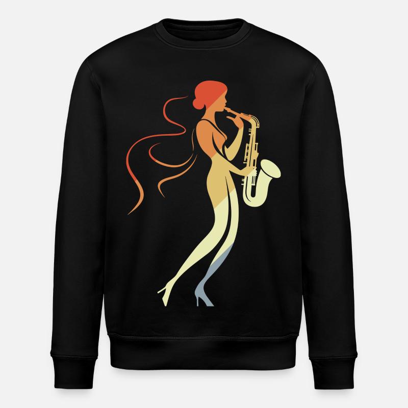 Saxophon Frau - Stanley/Stella Unisex Bio-Sweatshirt ROLLER - Schwarz