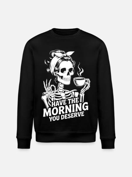 Coffee Kick Skeleton Morning Ritual - Stanley/Stella ROLLER Unisex Organic Sweatshirt - black