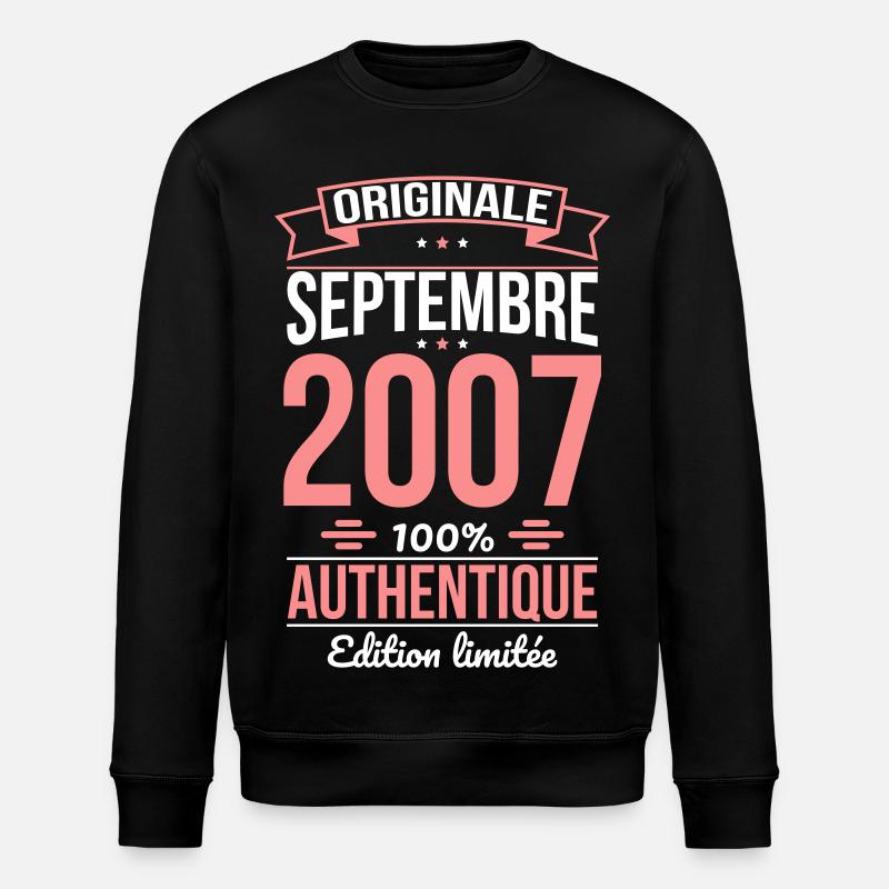 18th Birthday - Original - August 2007 - Stanley/Stella ROLLER Unisex Organic Sweatshirt - black