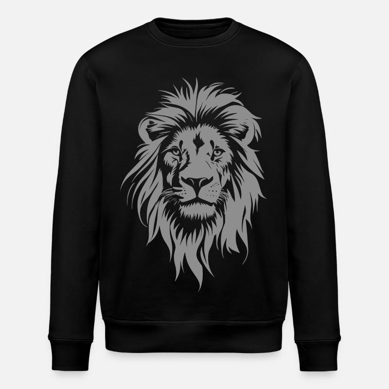 Majestätischer Löwenkopf im Graustil - Stanley/Stella Unisex Bio-Sweatshirt ROLLER - Schwarz