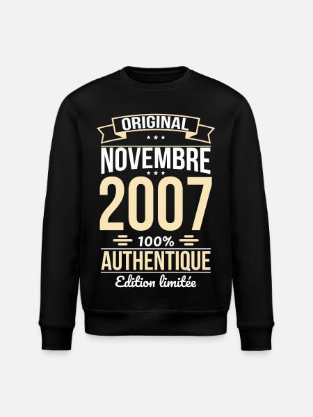 18th Birthday - Original - November 2007 - Stanley/Stella ROLLER Unisex Organic Sweatshirt - black