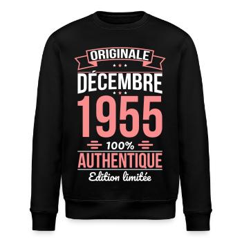Anniversaire 70 ans - Originale - Décembre 1955 - Sweat bio ROLLER Stanley/Stella Unisexe - noir - Devant - Nik (191cm)