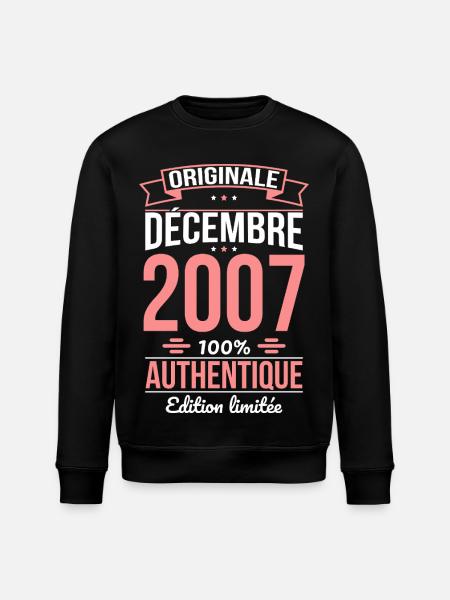 18th Birthday - Original - December 2007 - Stanley/Stella ROLLER Unisex Organic Sweatshirt - black