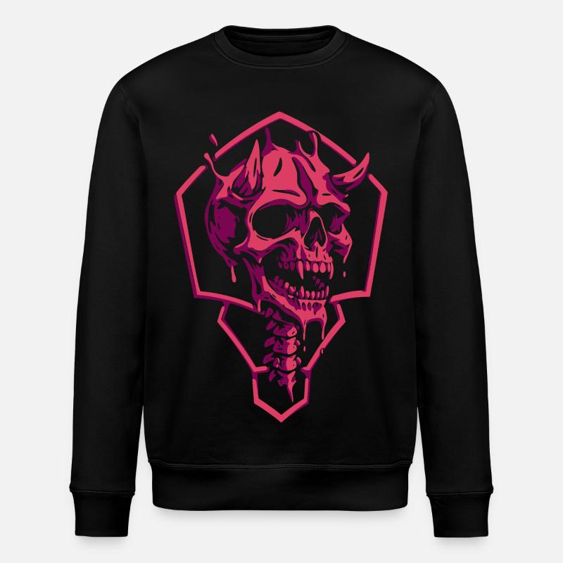 Geometrischer rosa Schädel - Stanley/Stella Unisex Bio-Sweatshirt ROLLER - Schwarz