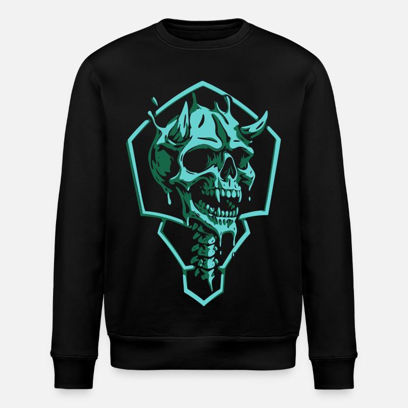Zerrissener Smaragdschädel - Stanley/Stella Unisex Bio-Sweatshirt ROLLER - Schwarz