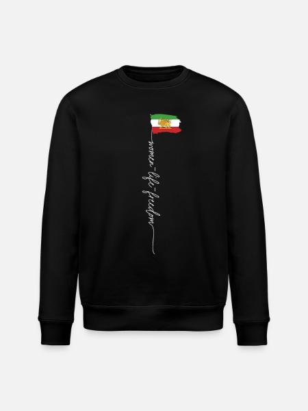 Iransk løve sol Flag, kvindelig knytnæve, støtte kvinder - Stanley/Stella økologisk unisex-sweatshirt ROLLER - sort