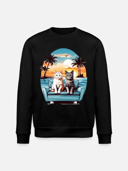 Katzen am Meer - Stanley/Stella Unisex Bio-Sweatshirt ROLLER - Schwarz