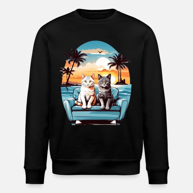 Katzen am Meer - Stanley/Stella Unisex Bio-Sweatshirt ROLLER - Schwarz