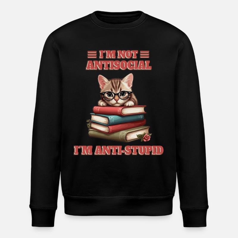 Schlaue Baby Katze - Stanley/Stella Unisex Bio-Sweatshirt ROLLER - Schwarz
