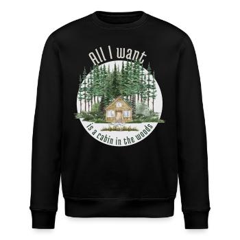 Alles, was ich will, ist eine Hütte im Wald - Stanley/Stella Unisex Bio-Sweatshirt ROLLER - Schwarz - Vorne - Nik (191cm)