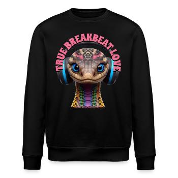TRUE BREAKBEAT LOVE - Cool Cobra with Headphones! - Stanley/Stella ROLLER Unisex Organic Sweatshirt - black - Front - Nik (191cm)