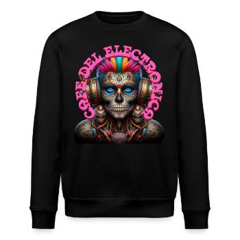 CAFE DEL ELECTRONICA - Cool Creature & Headphones! - Stanley/Stella ROLLER Unisex Organic Sweatshirt - black - Front - Nik (191cm)