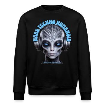 HARD TECHNO HUMANOID – Cool Grey Dude Headphones! - Stanley/Stella ROLLER Unisex Organic Sweatshirt - black - Front - Nik (191cm)