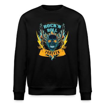 Rock n Roll Forever Skull Rocker Geschenk - Stanley/Stella Unisex Bio-Sweatshirt ROLLER - Schwarz - Vorne - Nik (191cm)