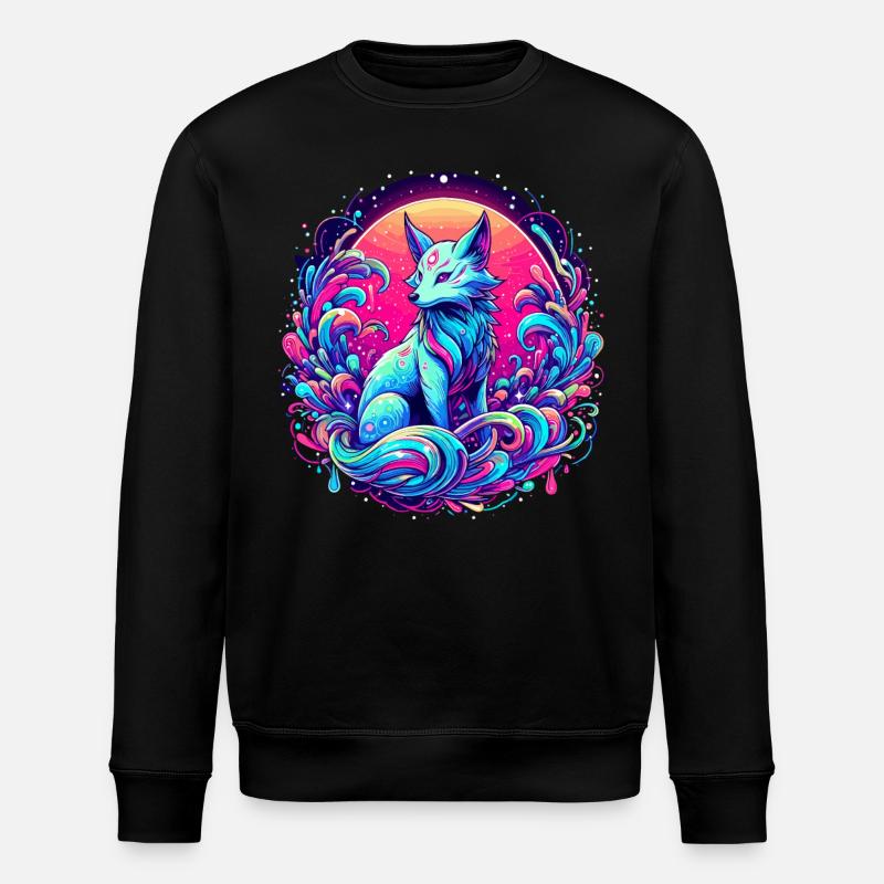 Fuchs Kunst Psychedelisch - Stanley/Stella Unisex Bio-Sweatshirt ROLLER - Schwarz