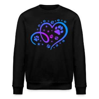 Herz mit Pfötchen und Sternen - Stanley/Stella Unisex Bio-Sweatshirt ROLLER - Schwarz - Vorne - Nik (191cm)
