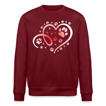 Herz mit Pfötchen und Sternen - Stanley/Stella Unisex Bio-Sweatshirt ROLLER - Burgunderrot - Vorne - Nik (191cm)