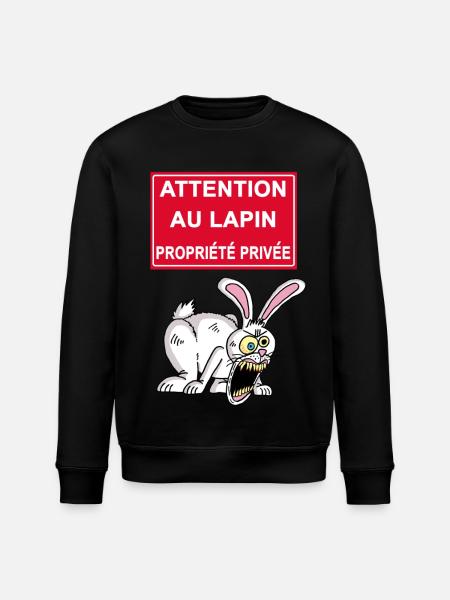 Attention au lapin blanc - Sweat bio ROLLER Stanley/Stella Unisexe - noir