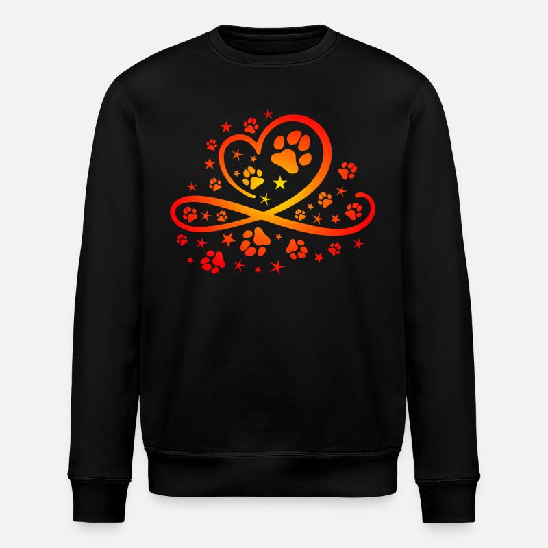 Herz mit Pfötchen und Sternen - Stanley/Stella Unisex Bio-Sweatshirt ROLLER - Schwarz