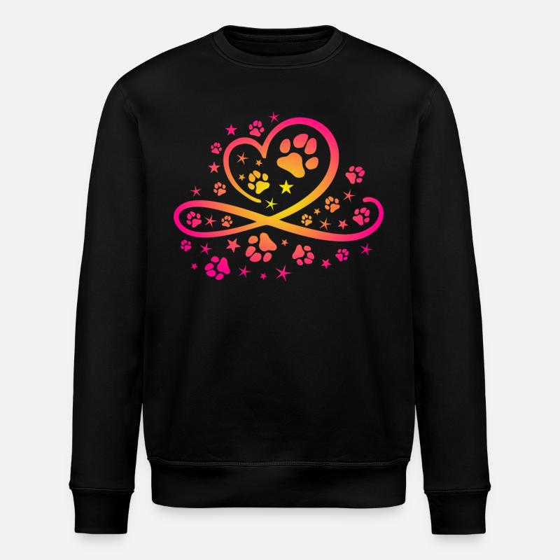 Herz mit Pfötchen und Sternen - Stanley/Stella Unisex Bio-Sweatshirt ROLLER - Schwarz
