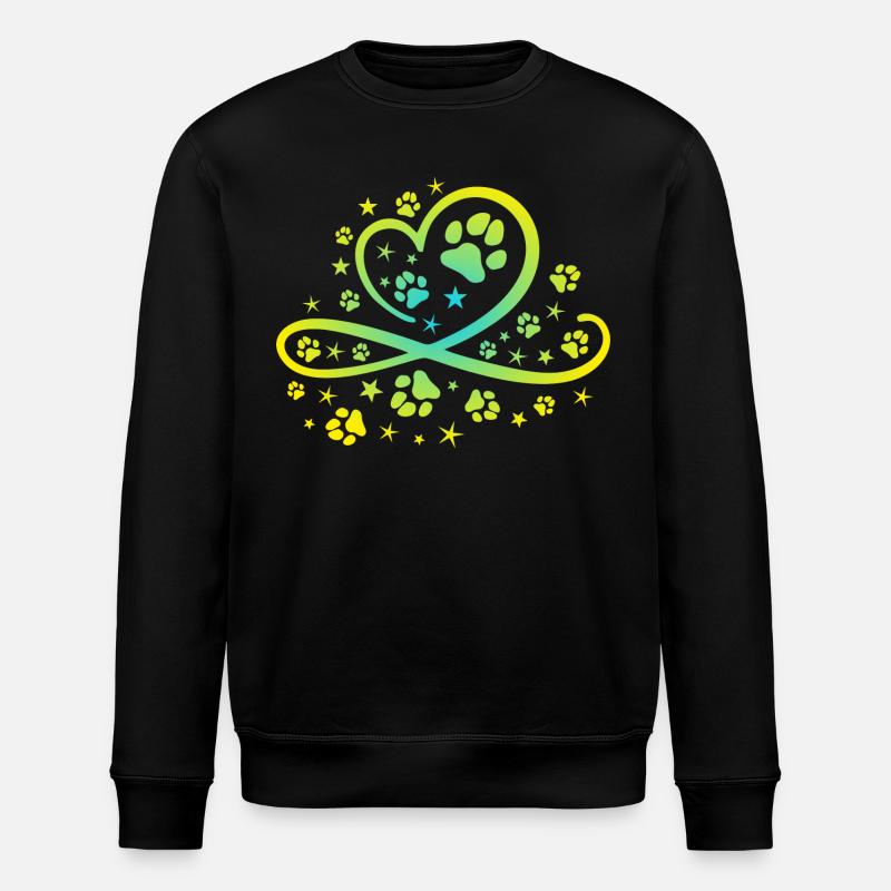 Herz mit Pfötchen und Sternen - Stanley/Stella Unisex Bio-Sweatshirt ROLLER - Schwarz