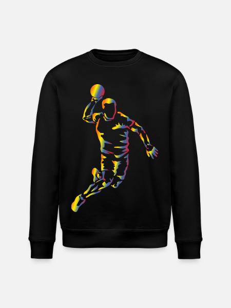 Lebendige Handballsilhouette im Regenbogen - Stanley/Stella Unisex Bio-Sweatshirt ROLLER - Schwarz