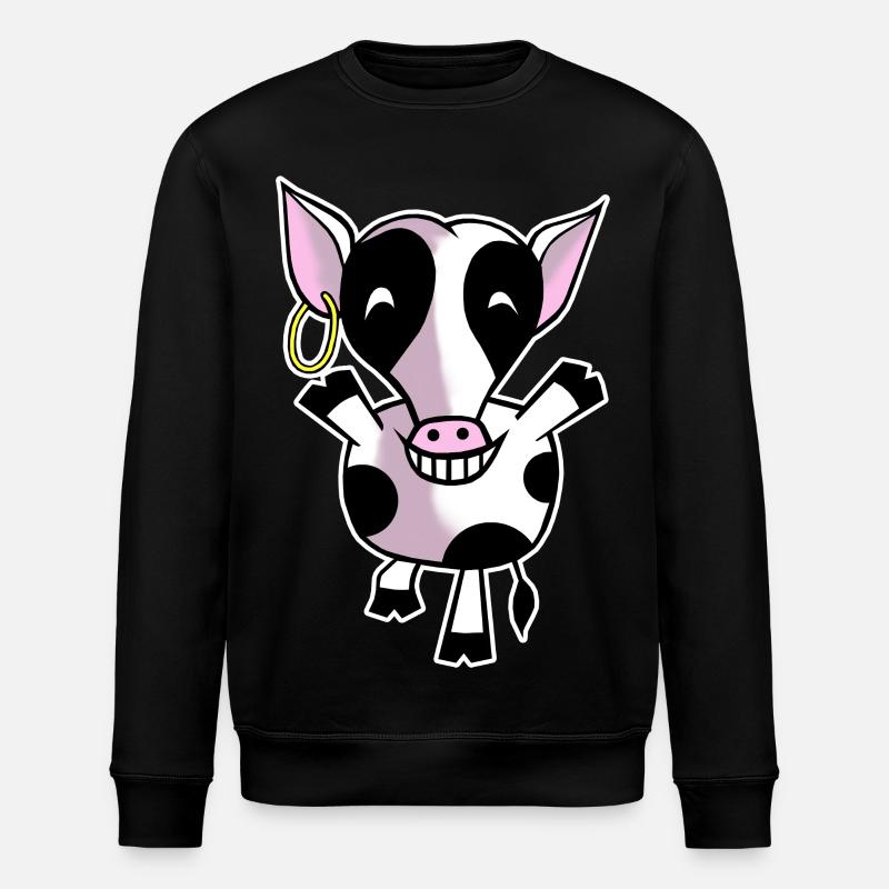 Glückliche Kuh - Stanley/Stella Unisex Bio-Sweatshirt ROLLER - Schwarz