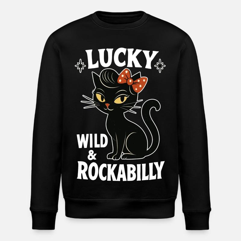 Rockabilly Black Cat Happy Wild Gift - Sweat bio ROLLER Stanley/Stella Unisexe - noir