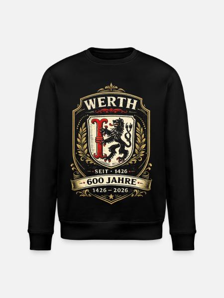 Werth 600 Jahre Wappen - Stanley/Stella Unisex Bio-Sweatshirt ROLLER - Schwarz