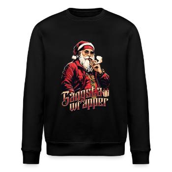 Gangsta Wrapper Christmas sweater cooler santa - Stanley/Stella ROLLER Unisex Organic Sweatshirt - black - Front - Nik (191cm)