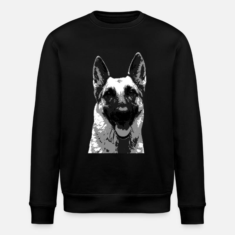 Schäferhund - deutscher Schäferhund Kopf Geschenk - Stanley/Stella Unisex Bio-Sweatshirt ROLLER - Schwarz