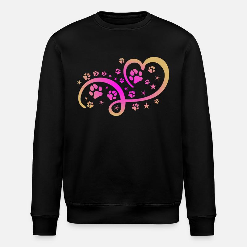 Herz mit Pfötchen und Sternen - Stanley/Stella Unisex Bio-Sweatshirt ROLLER - Schwarz