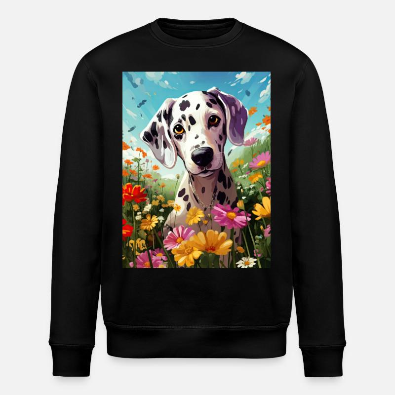 dalmatien mignon en fleurs - Sweat bio ROLLER Stanley/Stella Unisexe - noir