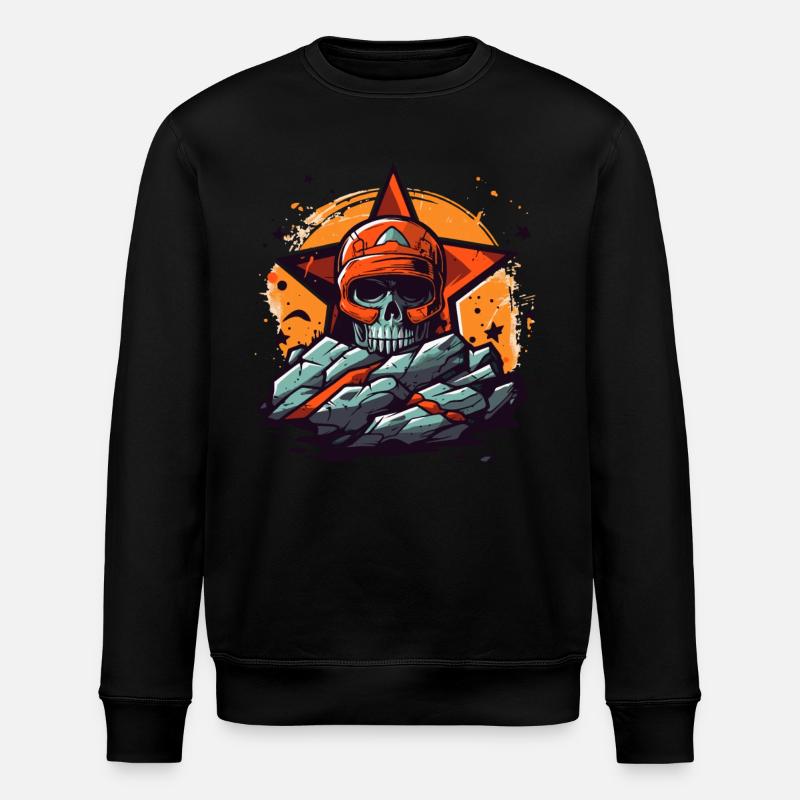 Felsen und ein Stern-Totenkopf - Stanley/Stella Unisex Bio-Sweatshirt ROLLER - Schwarz
